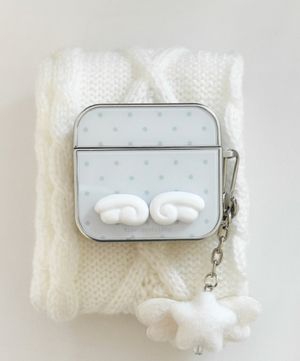 3D Angel Dot 실버 에어팟 케이스