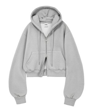 베이직 오버사이즈 볼륨 크롭 후디집업 그레이