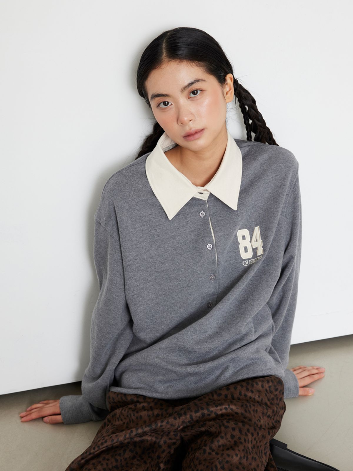 케리두(QUERIDO) 84 칼라 맨투맨 그레이