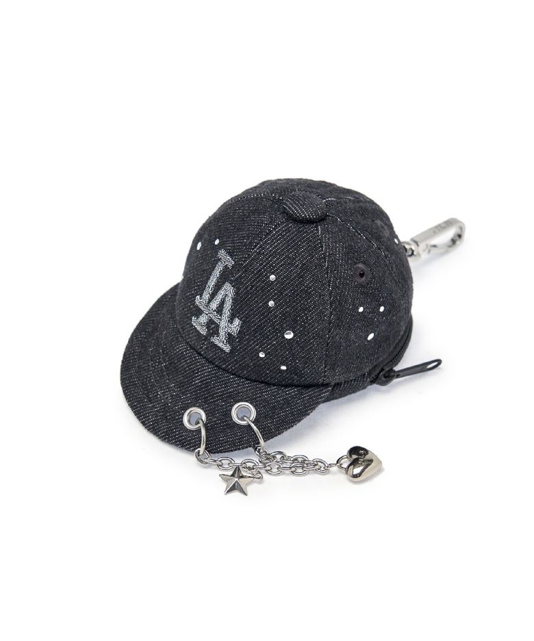 베이직 데님 포인트 볼캡 파우치 키링 LA (Black)