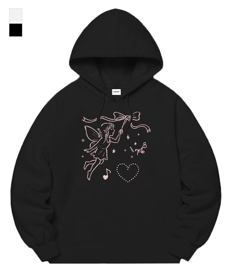 [기모선택] FAIRY RIBBON SPELL SEMI OVER FIT HOODIE (2color)