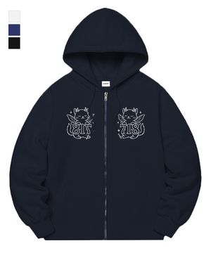 [기모선택] 718 DEVIL CAT SEMI OVER FIT ZIP-UP (3color)