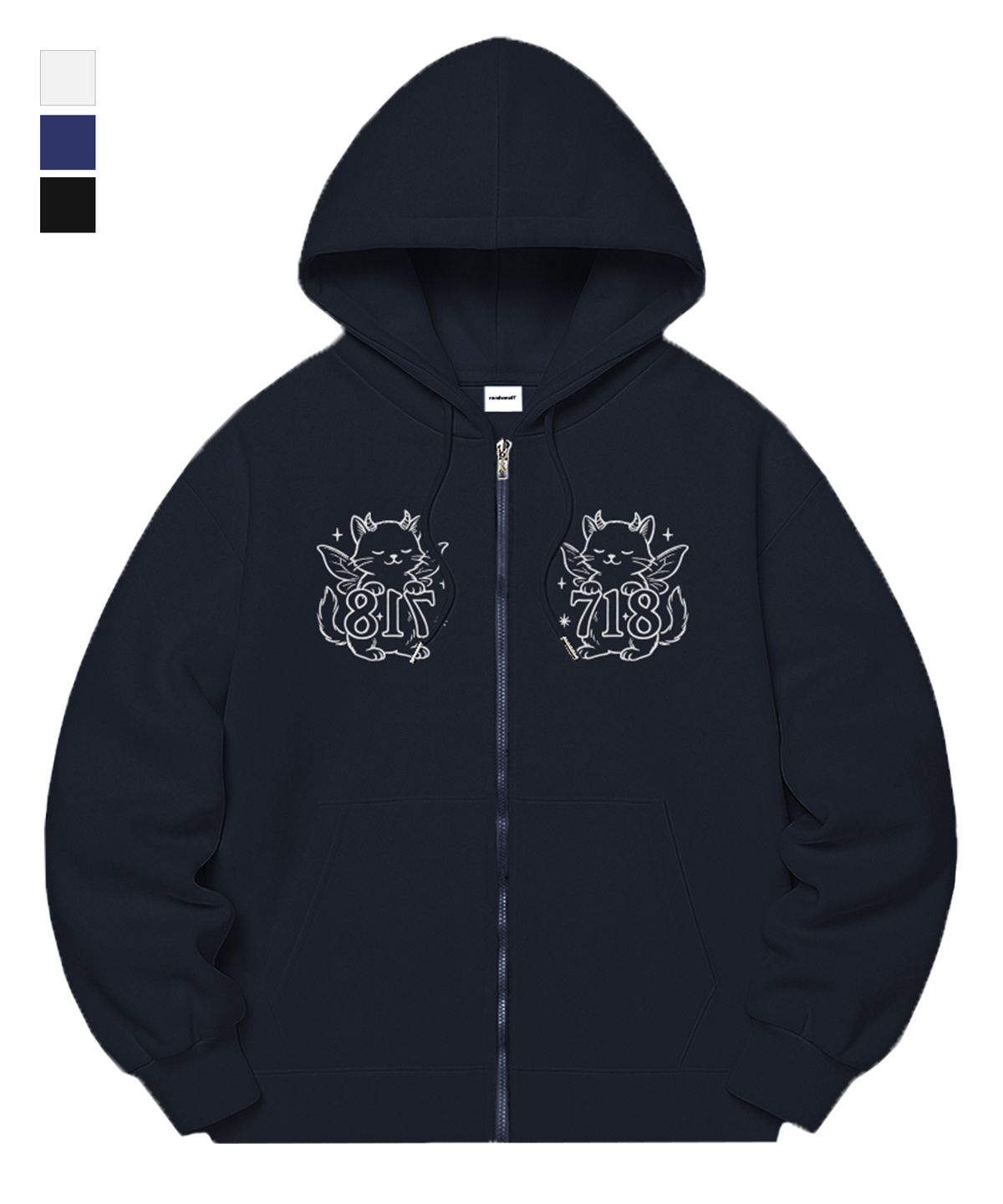 랜덤오프(RANDOMOFF) [기모선택] 718 DEVIL CAT SEMI OVER FIT ZIP-UP (3color)
