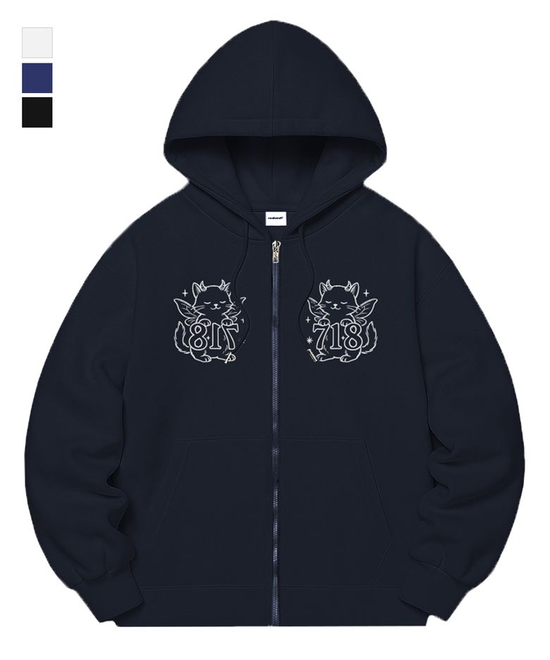 [기모선택] 718 DEVIL CAT SEMI OVER FIT ZIP-UP (3color)