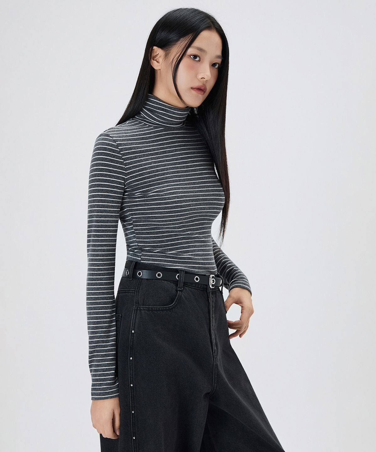 미쏘(MIXXO) 울 스트라이프 목폴라 티셔츠 RE LWFV10A_MIWLWG11QA