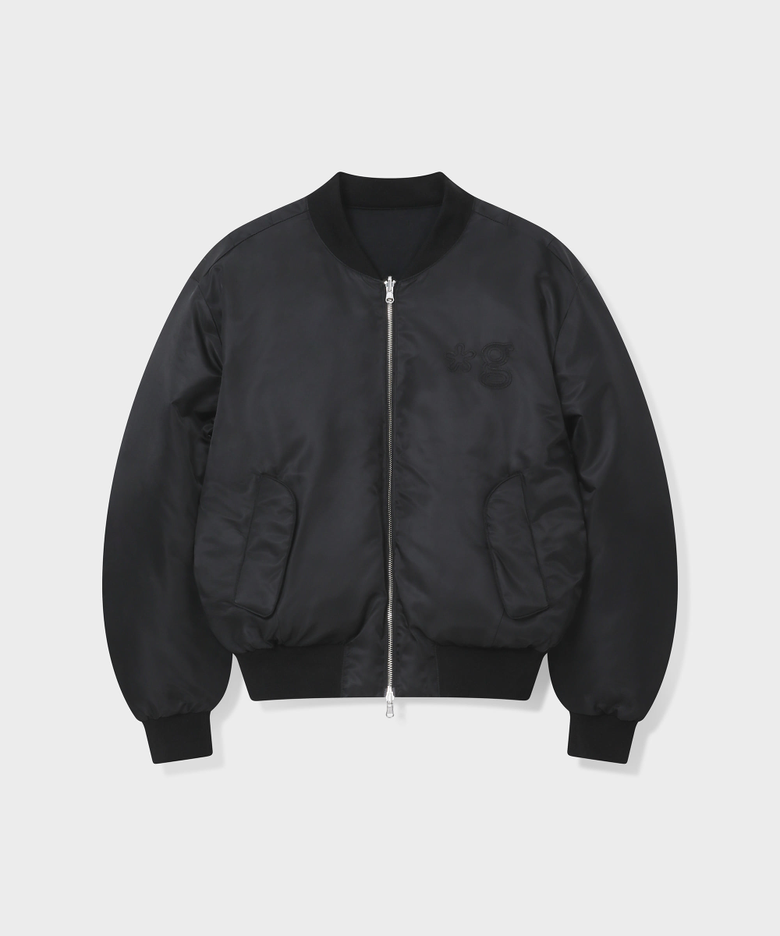 REVERSIBLE PUFFER BOMBER JACKET (BLACK)