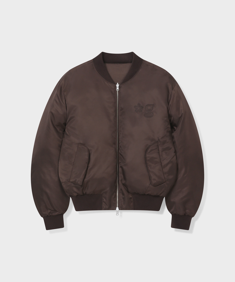 REVERSIBLE PUFFER BOMBER JACKET (BROWN)