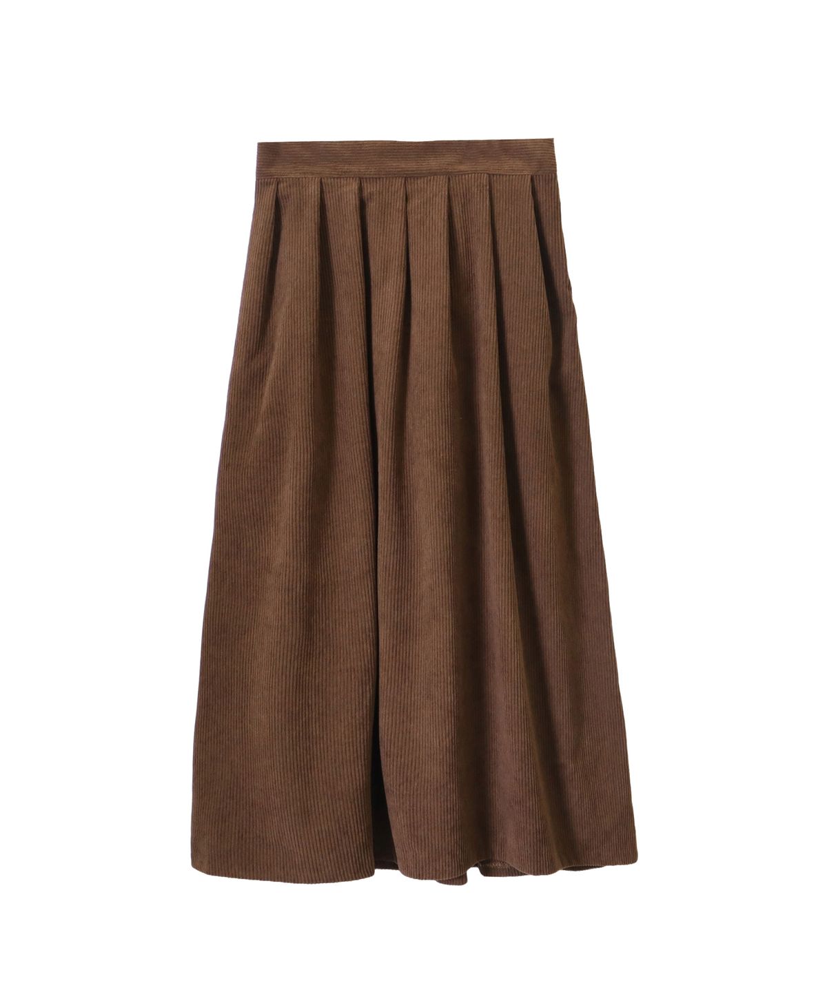 핑크파인애플(PINK PINEAPPLE) FROST PLEATS CORDUROY LONG SKIRT_BROWN