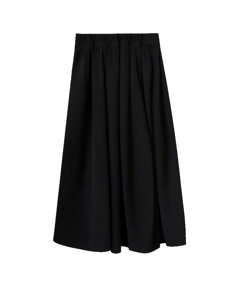 FROST PLEATS CORDUROY LONG SKIRT_BLACK
