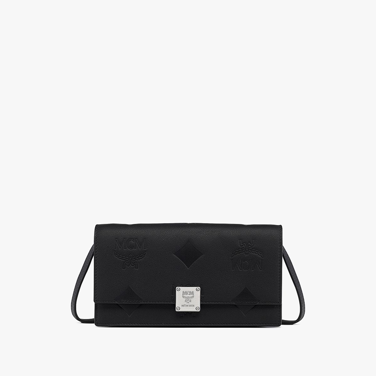 엠씨엠(MCM) Aren 엠보스드 모노그램 레더 체인 월렛 MYLGSTA01BK