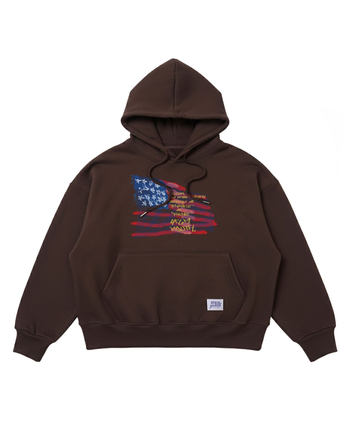 스티그마(STIGMA) [STGM youth] FLAG CROP HOODIE BRN