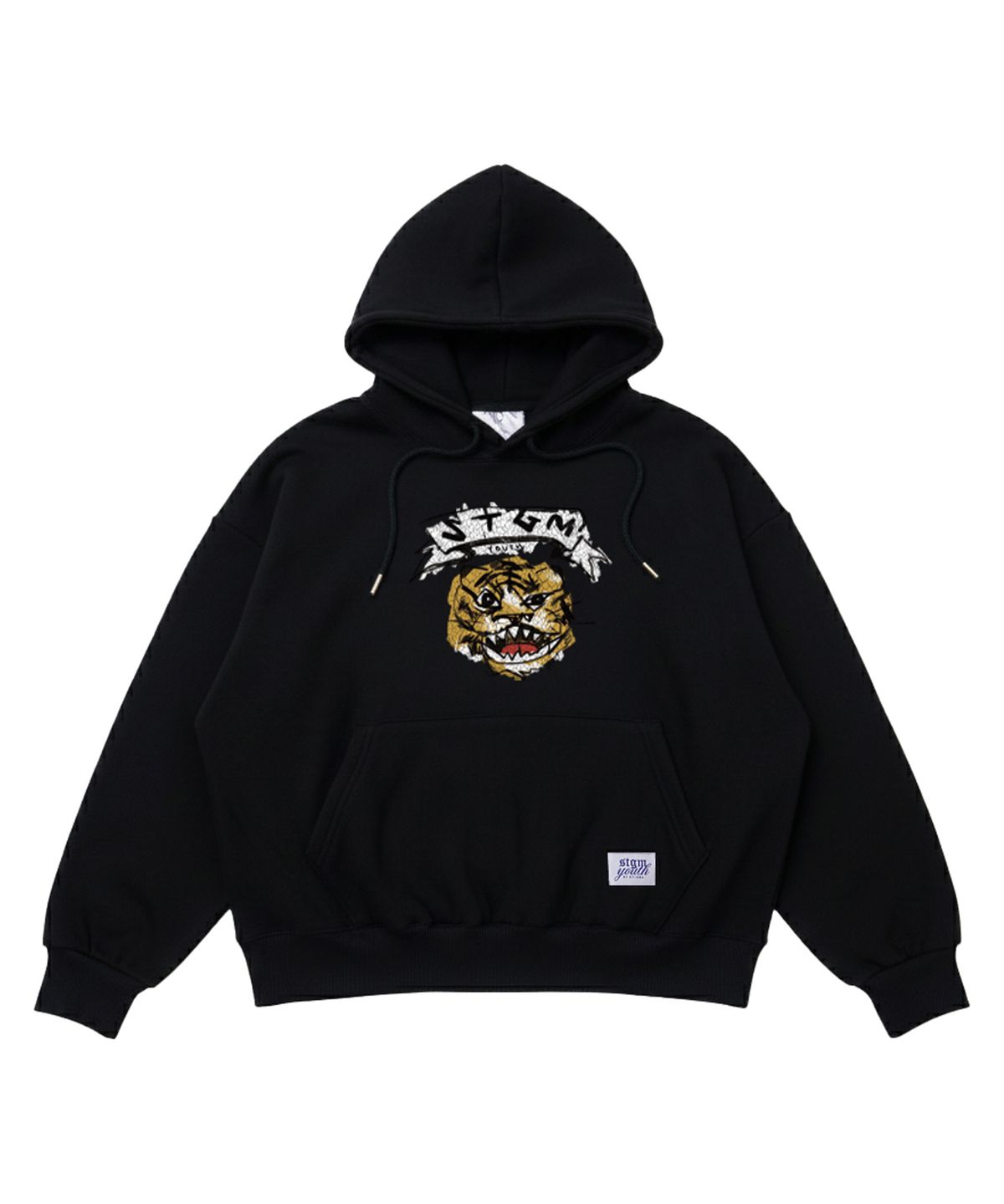 스티그마(STIGMA) [STGM youth] TIGER CROP HOODIE BLK