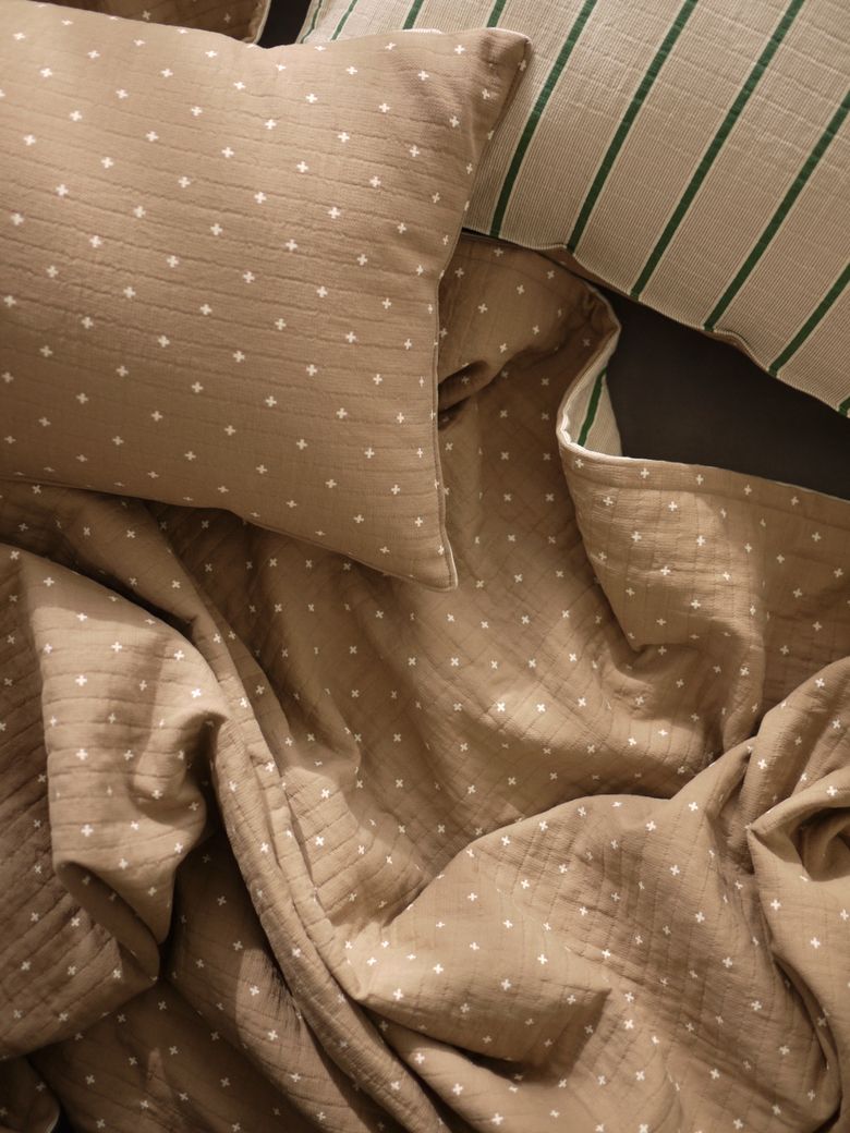 Stripes & Stars Reversible cotton blanket (Gingerbread)