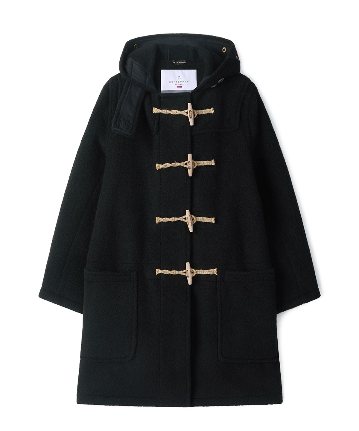 몽고메리(MONTGOMERY) WOMENS LONG ORIGINAL DUFFLE COAT WITH WOODEN - BLACK