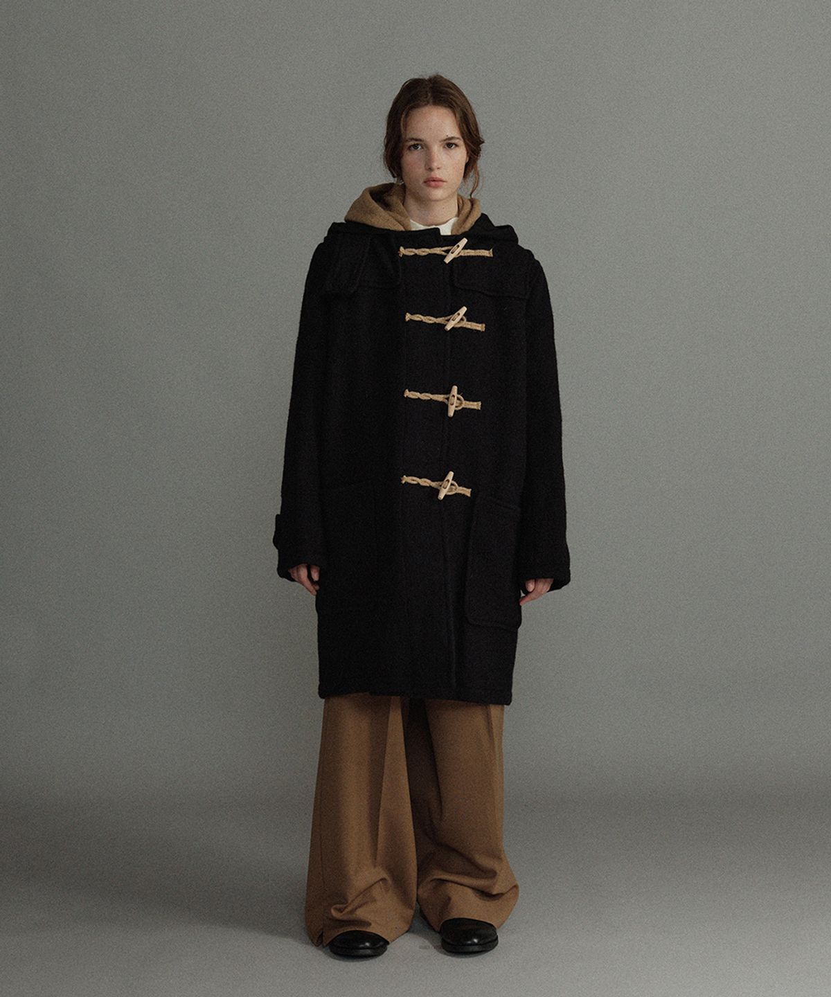 몽고메리(MONTGOMERY) WOMENS LONG ORIGINAL DUFFLE COAT WITH WOODEN - NAVY