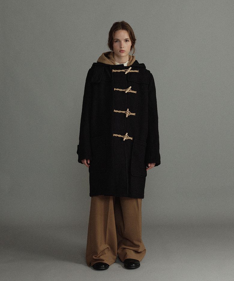 WOMENS LONG ORIGINAL DUFFLE COAT WITH WOODEN - NAVY
