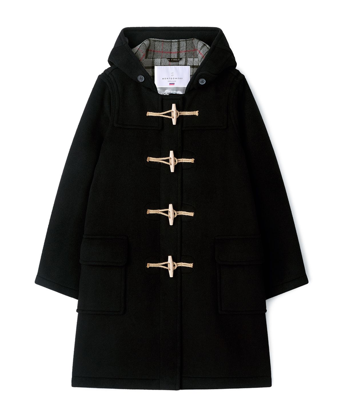 몽고메리(MONTGOMERY) WOMENS CLASSIC FIT DUFFLE COAT WITH WOODEN - BLACK