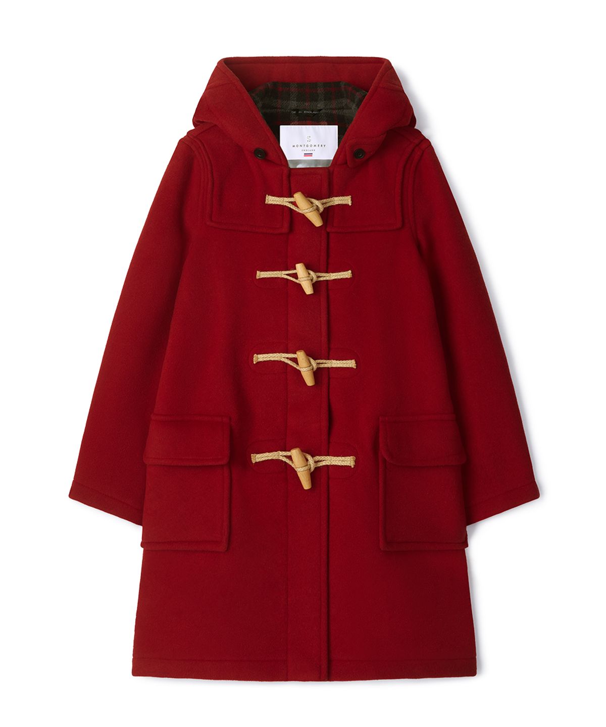 몽고메리(MONTGOMERY) WOMENS CLASSIC FIT DUFFLE COAT WITH WOODEN - RED