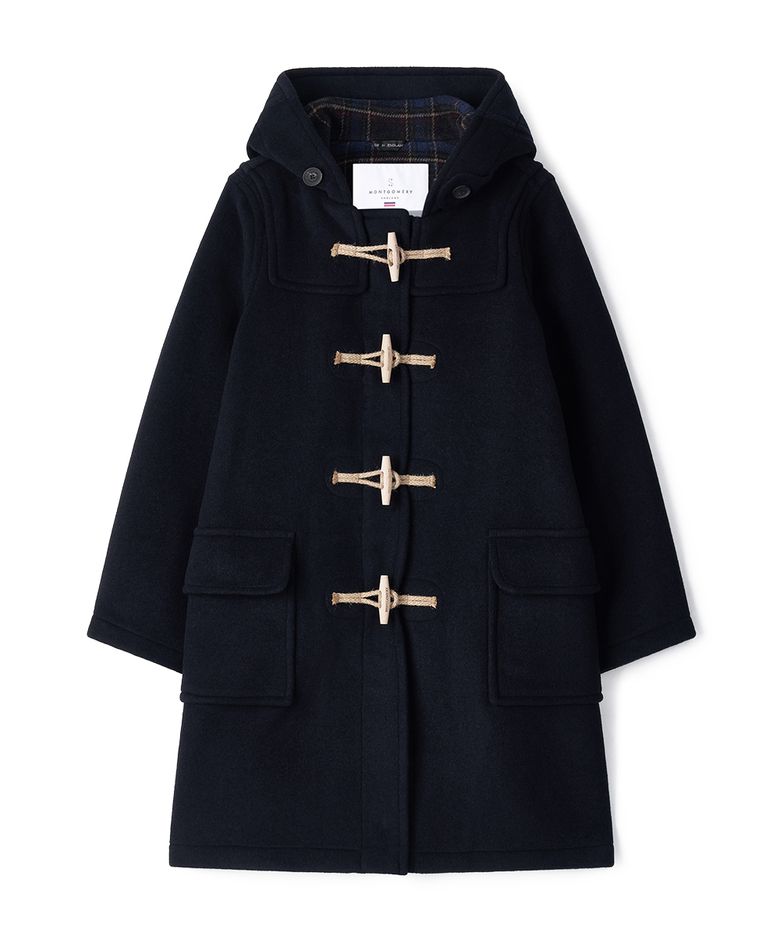 WOMENS CLASSIC FIT DUFFLE COAT WITH WOODEN - NAVY