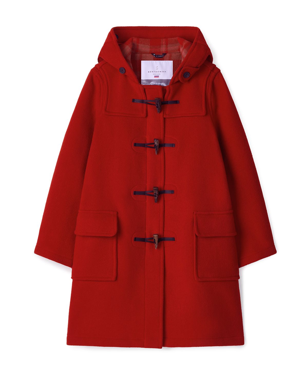 몽고메리(MONTGOMERY) WOMENS CLASSIC FIT DUFFLE COAT WITH HORN - RED