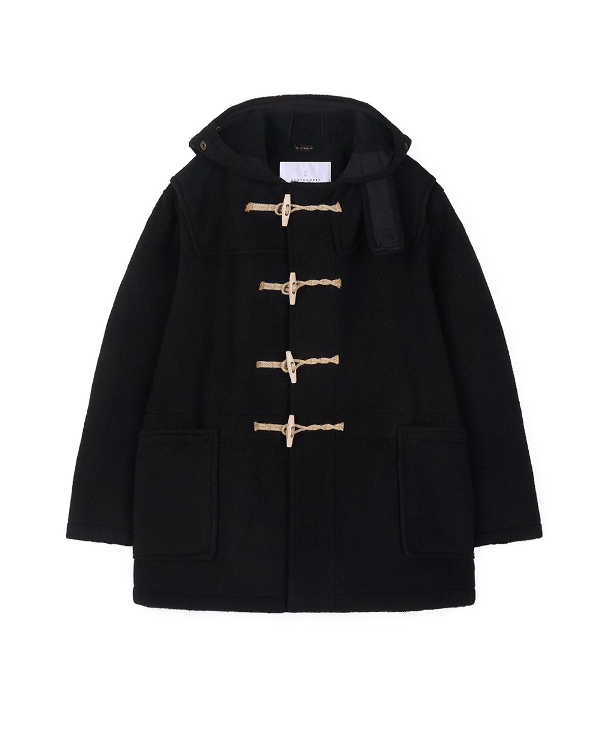 몽고메리(MONTGOMERY) SHORT ORIGINAL DUFFLE COAT WITH WOODEN - BLACK
