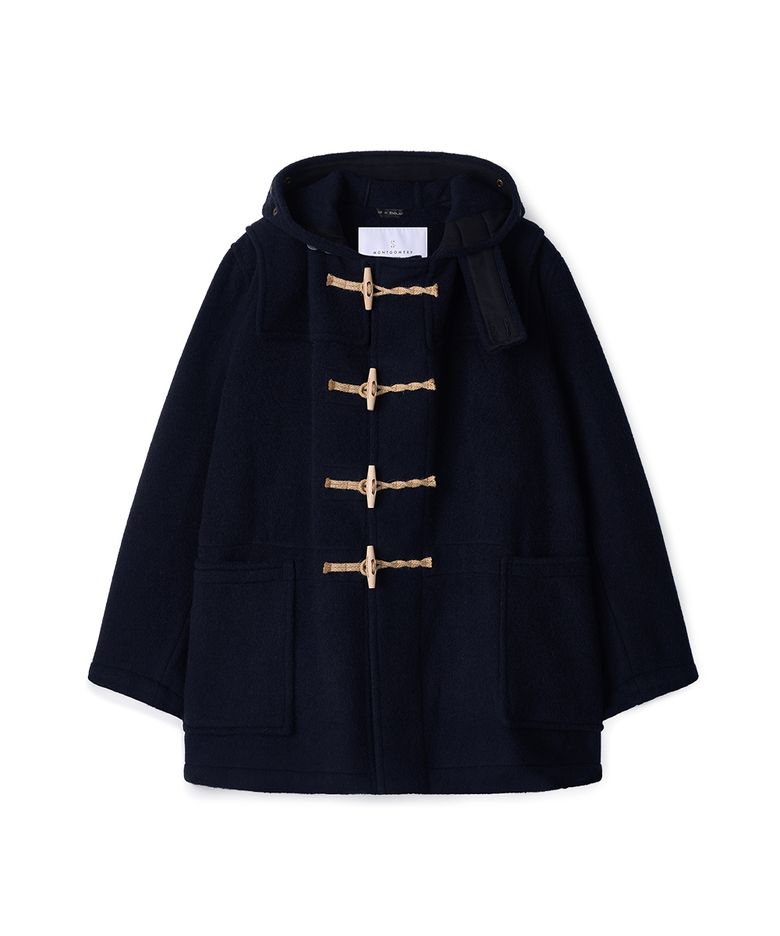 SHORT ORIGINAL DUFFLE COAT WITH WOODEN - NAVY
