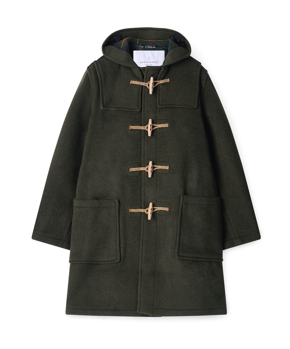 몽고메리(MONTGOMERY) CLASSIC FIT DUFFLE COAT WITH WOODEN - OLIVE
