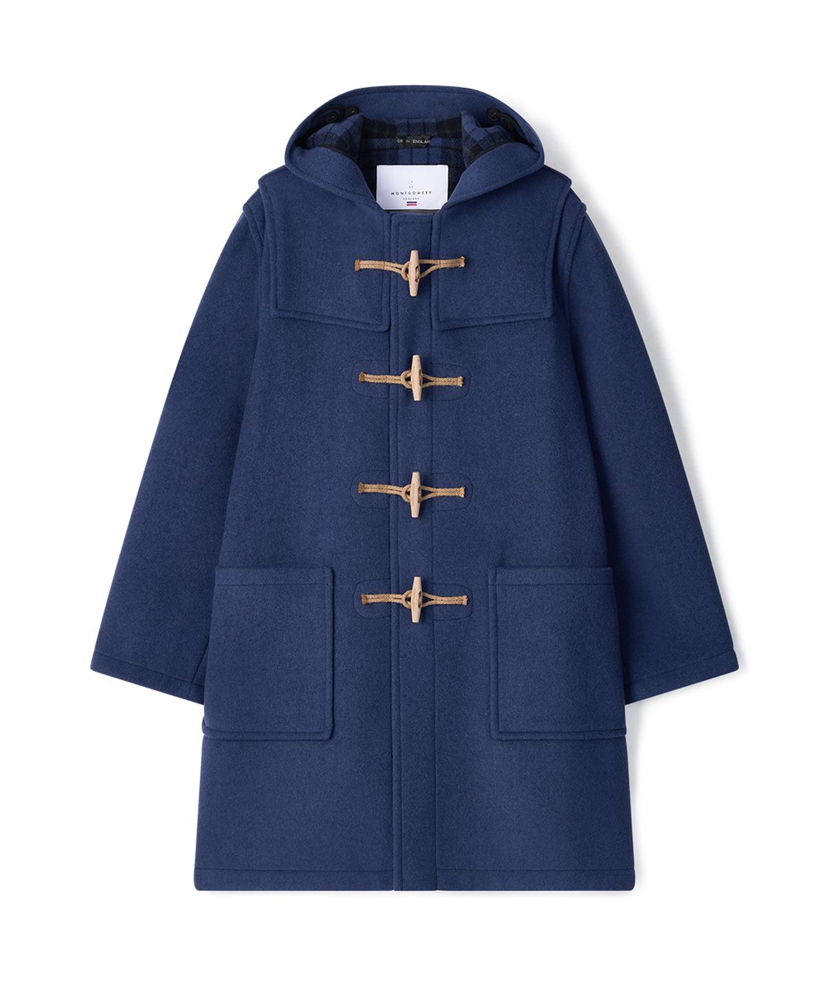 몽고메리(MONTGOMERY) CLASSIC FIT DUFFLE COAT WITH WOODEN - ROYAL BLUE