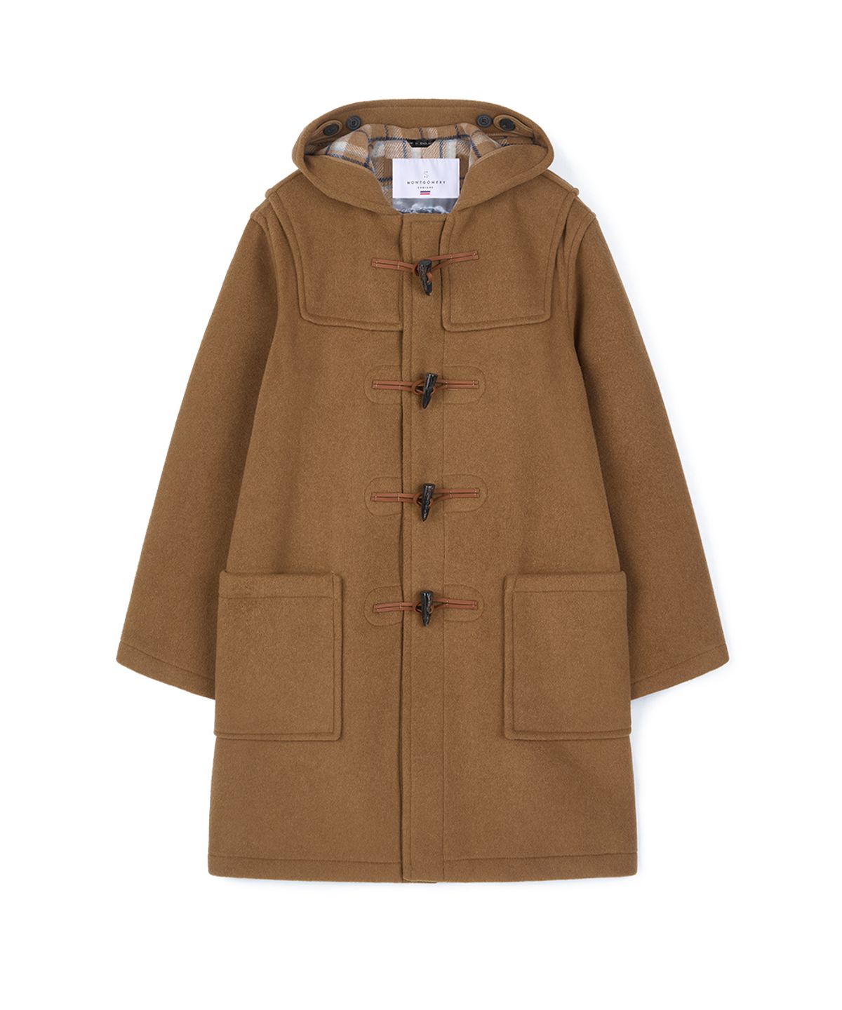 몽고메리(MONTGOMERY) CLASSIC FIT DUFFLE COAT WITH HORN - CAMEL