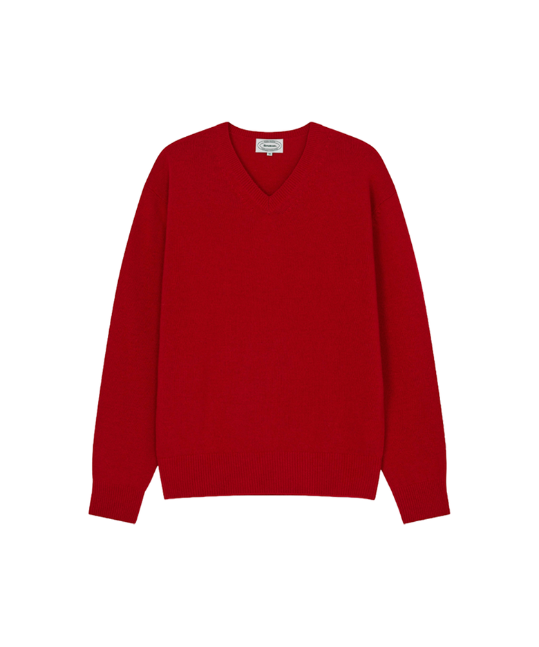 Wool V-neck Knit (Chilli Red)