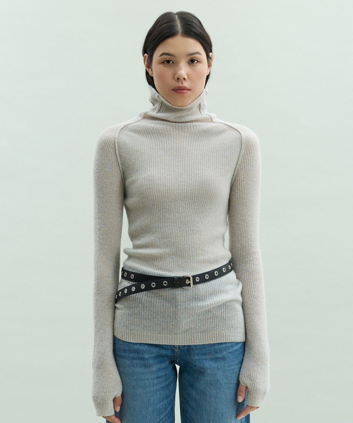 디에토(DEETO) Alpaca Ribbed Turtleneck [GREY]