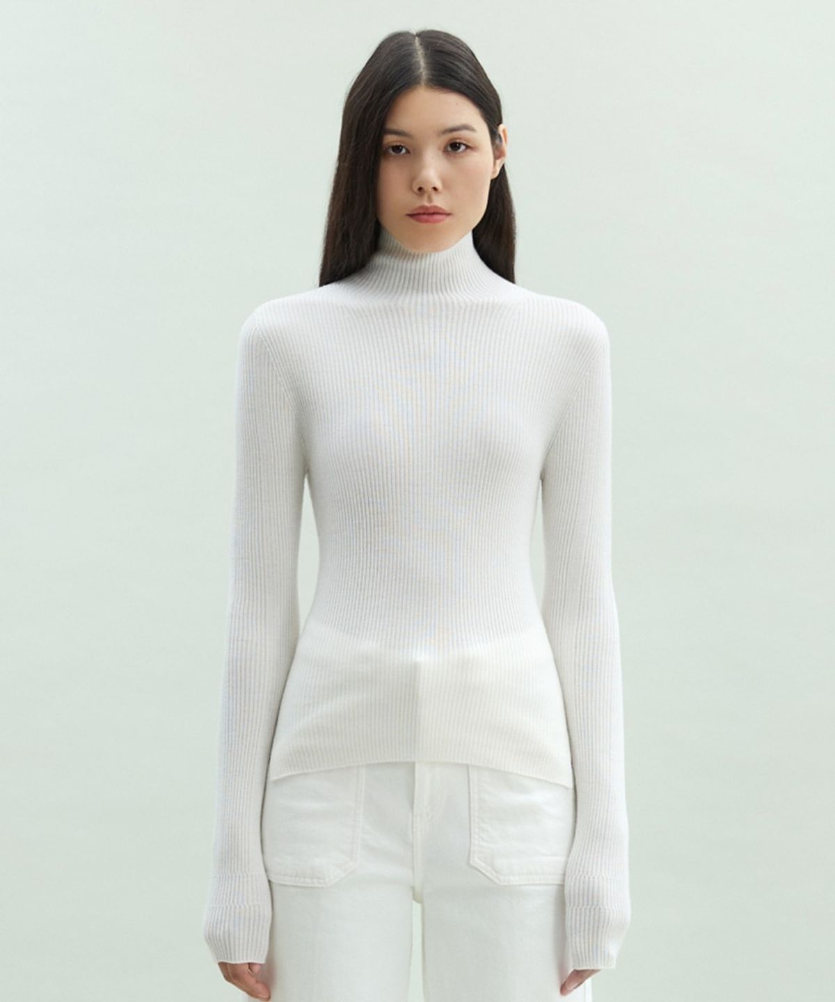 디에토(DEETO) Wholegarment 100 Wool Italian Yarn Turtleneck [WHITE]
