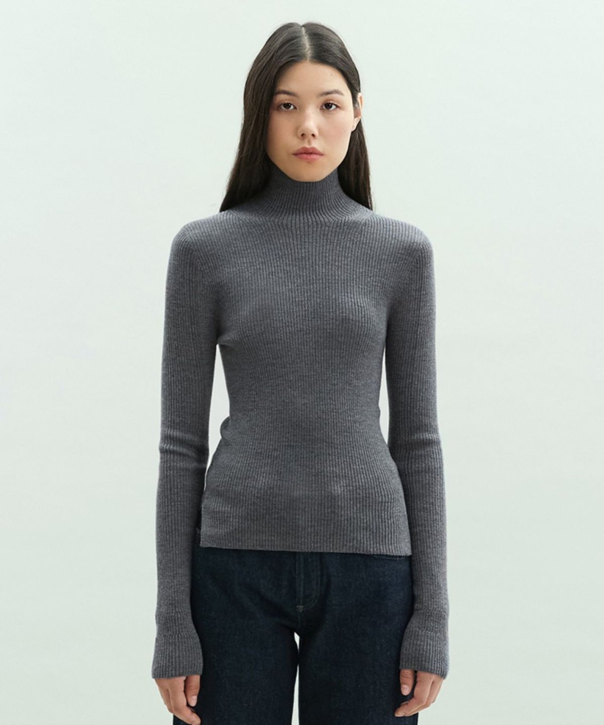 디에토(DEETO) Wholegarment 100 Wool Italian Yarn Turtleneck [GREY]
