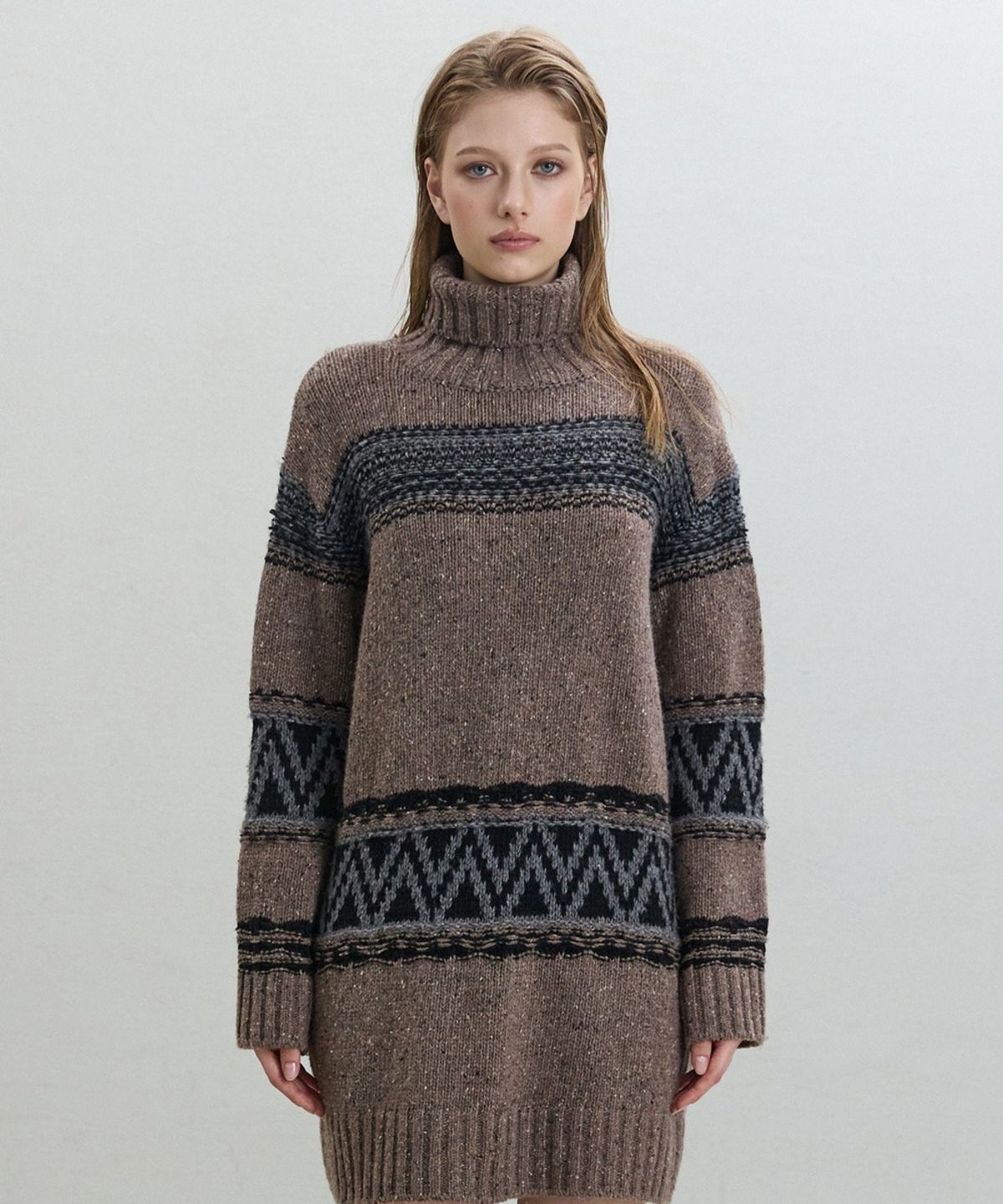 디에토(DEETO) Nordic Long Knit Pullover [BROWN]