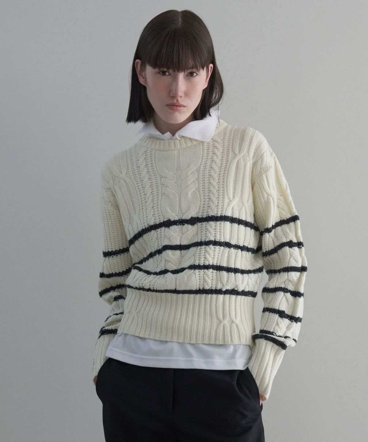 디에토(DEETO) Low Gauge Cable Pullover [IVORY]