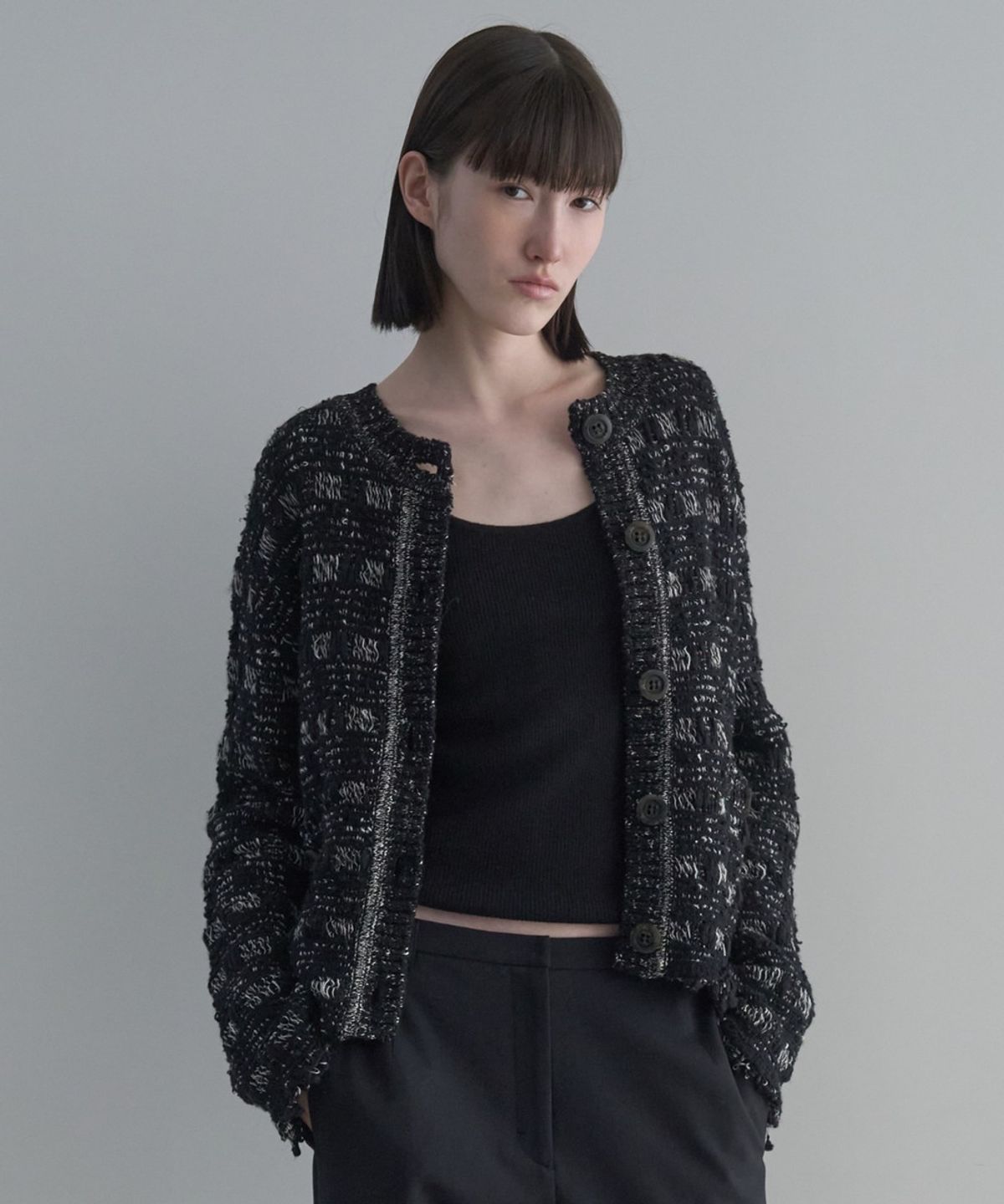 디에토(DEETO) Tweed Cardigan [BLACK]