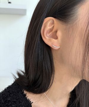 [925실버] 언더 라인 큐빅 이어링