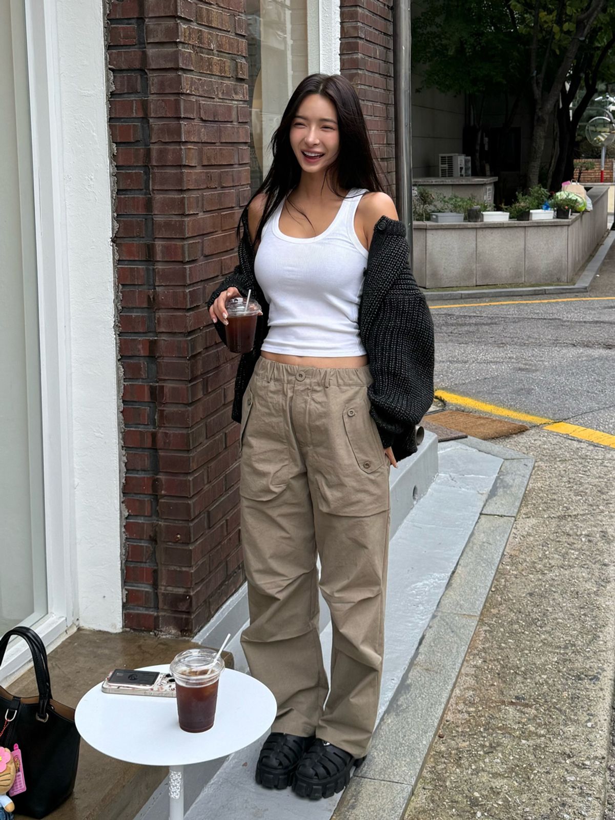 케리두(QUERIDO) 더블 다트 카고 팬츠 카키베이지
