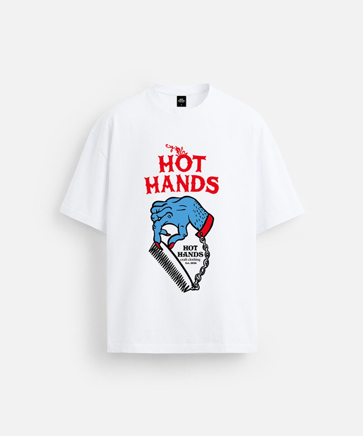 핫핸즈(HOTHANDS) 데빌스 핸드 아트웍 반팔티셔츠 - 화이트