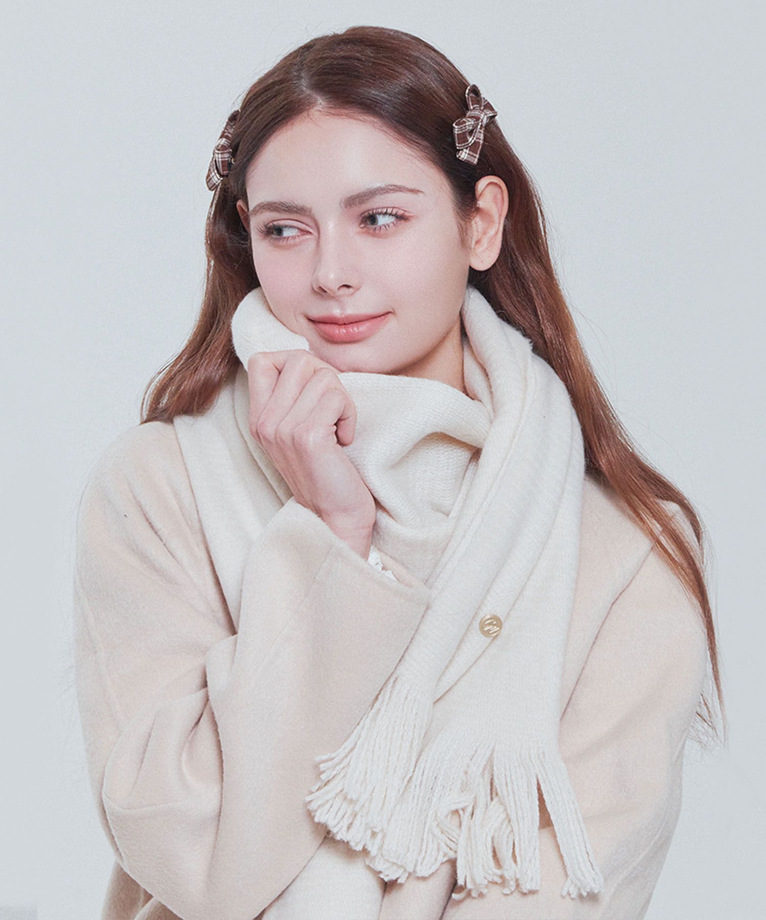 MUSINSA公式 | CHARMY ソフトツートーンアイボリーマフラー