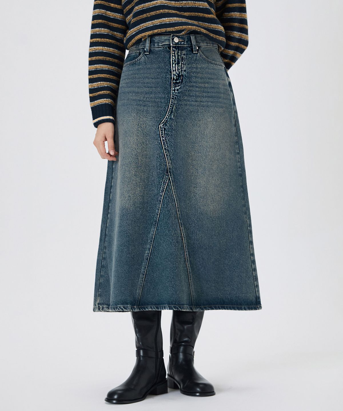 미쏘(MIXXO) 기모 데님 롱 스커트 RE WHFV13J_MIWWHG11QJ