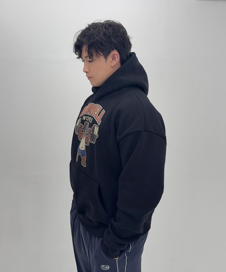 베어 헤비고중량이중지 기모 후드티셔츠