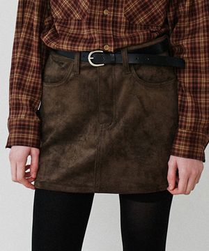 Suede Mini skirt_Khaki Brown