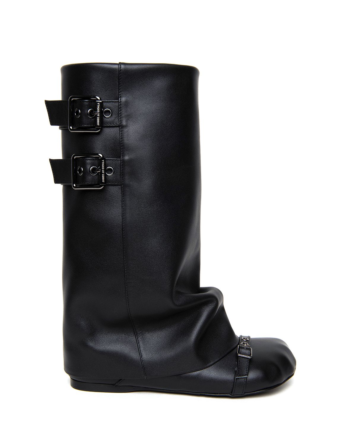 쓰리투에이티(THREE TO EIGHTY) ANIMAL WRINKLE LEAHTER BOOTS BLACK