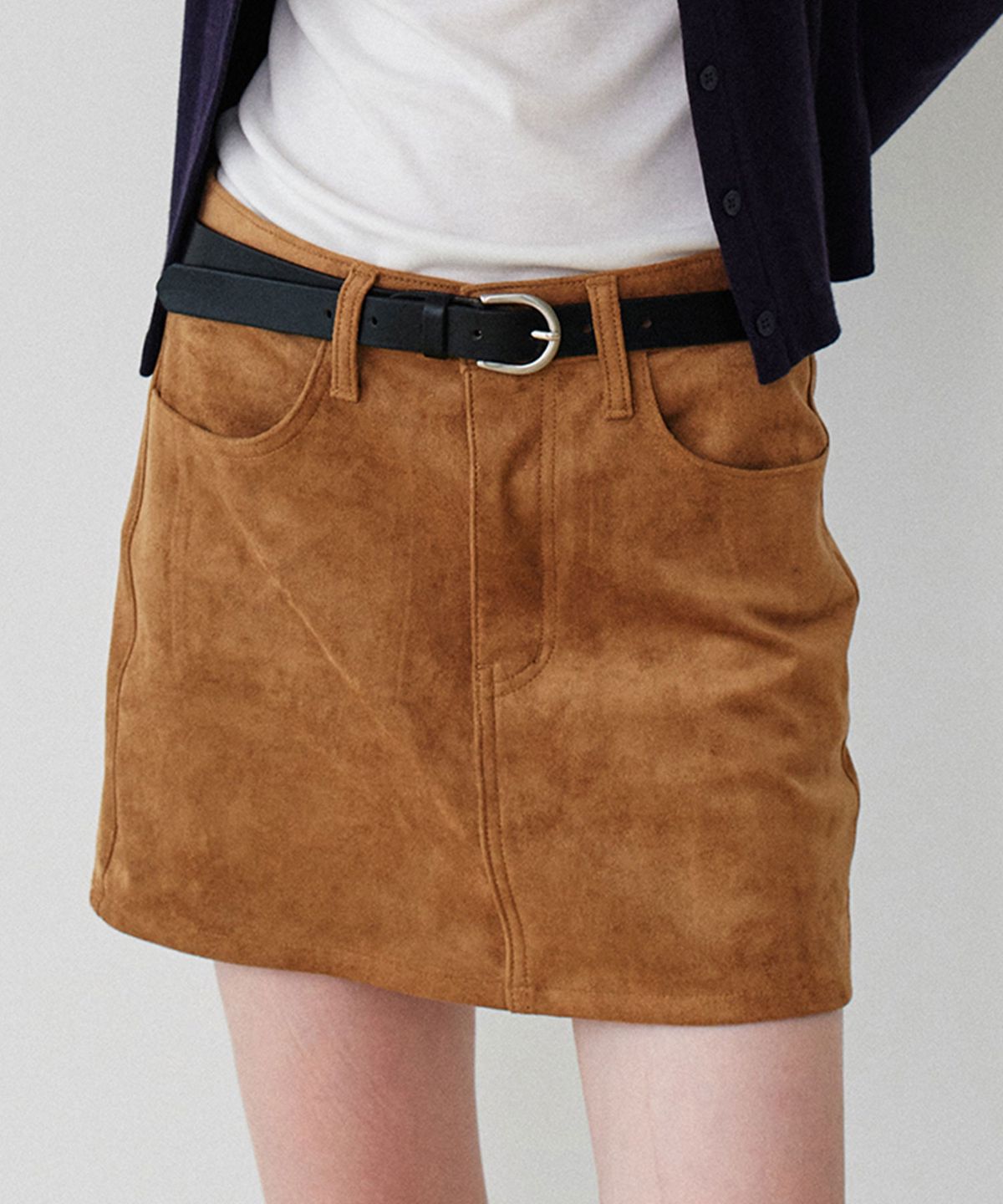 그라스플랜(GRASPLAN) Suede Mini skirt_Camel