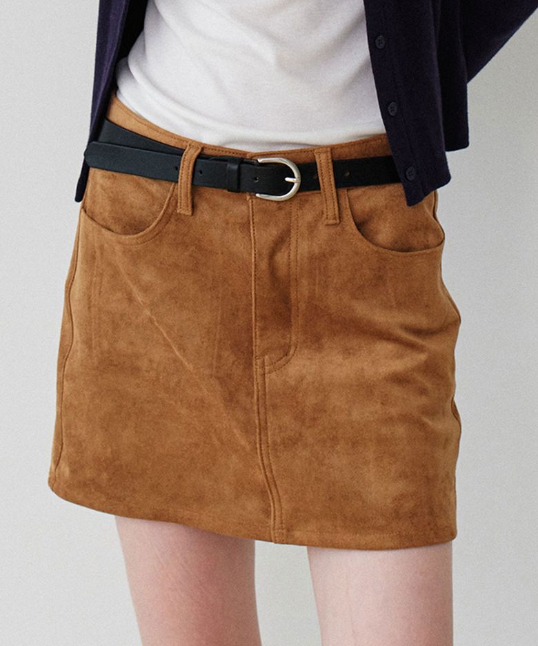 Suede Mini skirt_Camel