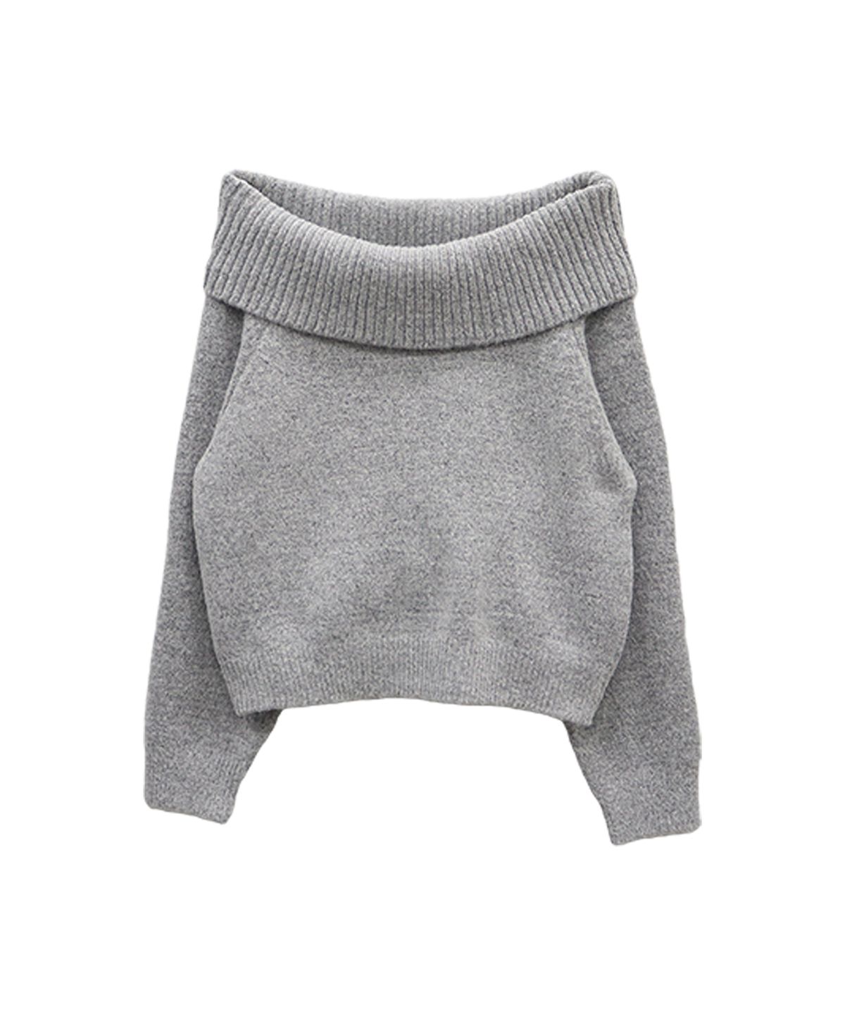 핑크파인애플(PINK PINEAPPLE) MELTING BASIC OFF-SHOULDER KNIT_GREY