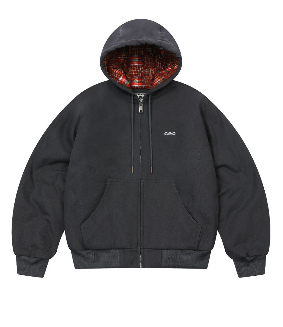 챈스챈스(CHANCECHANCE) CEC CATION OXFORD WORK ZIP-UP HOODIE(CHARCOAL)