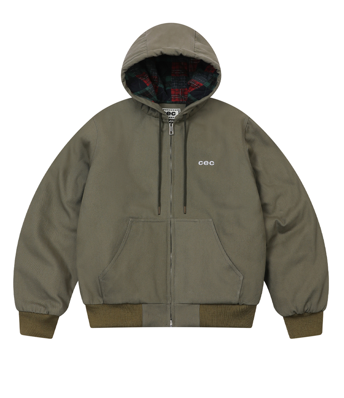 챈스챈스(CHANCECHANCE) CEC CATION OXFORD WORK ZIP-UP HOODIE(KHAKI)