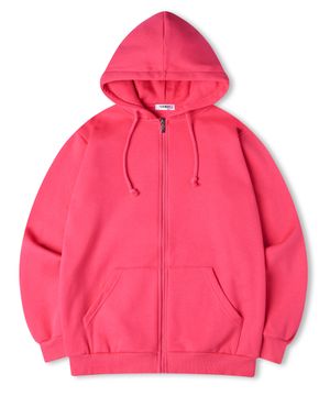 에센셜 레귤러 기모 스웨트 후드 집업 핫핑크